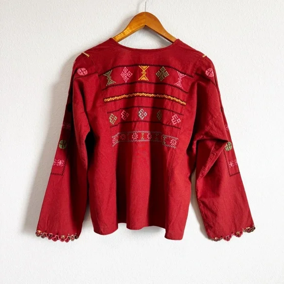 Zara Women's Floral Embroidered Split Neck Scalloped Detail Tunic Top Size XS - Picture 9 of 11